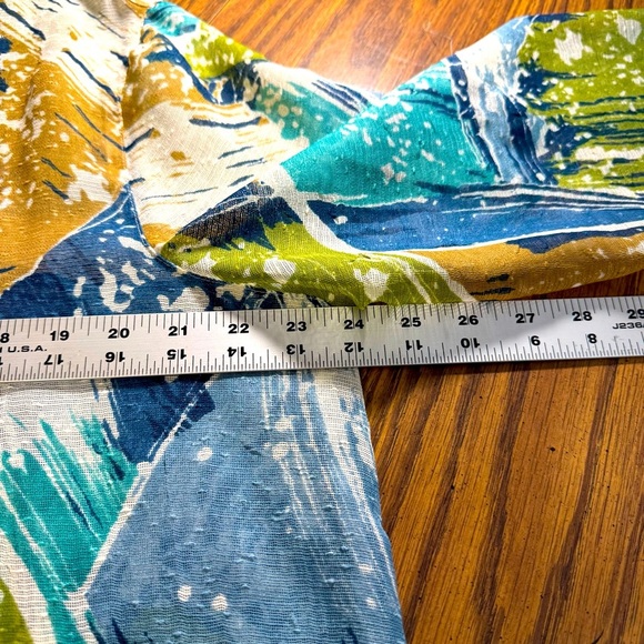 Alfred Dunner Green and Blue Lightweight button down semi-sheer shirt - Picture 6 of 7